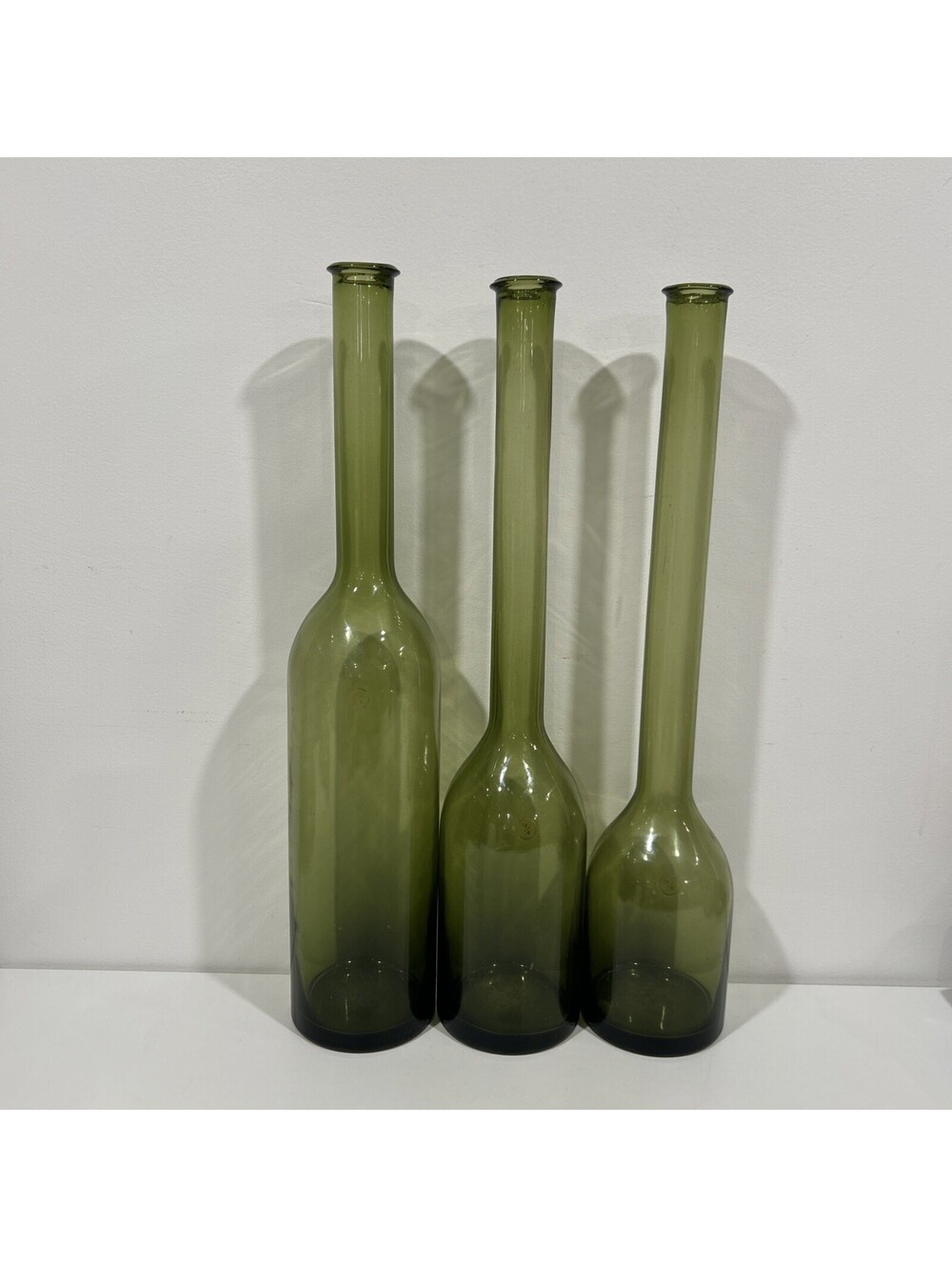 GIRAFFE Green Leaf Glass Vase Set of 3 Small Medium Large 19”